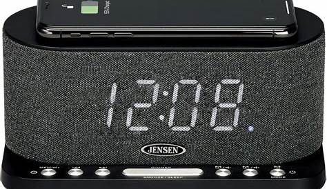 Jensen® Dual Alarm Clock Radio with Wireless Qi Charging | Radio alarm clock, Tabletop clocks, Clock