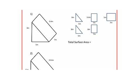 surface area triangular prism worksheet tes