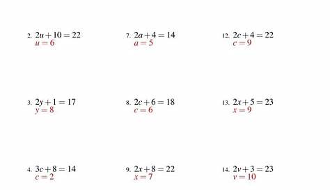 solutions to equations worksheets
