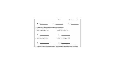 parallelogram worksheets with answers