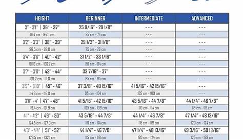 youth ski size chart
