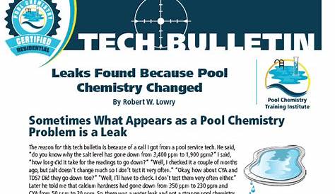 Technical Bulletins - Pool Chemistry Training Institute