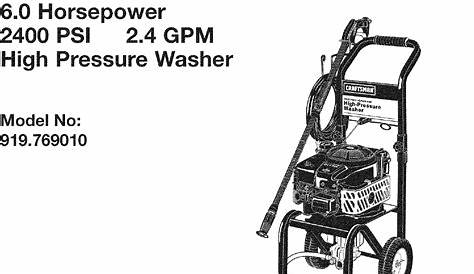 craftsman pressure washer manual