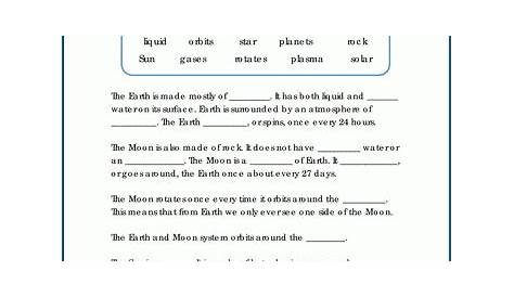 the sun moon and stars class 3 worksheet