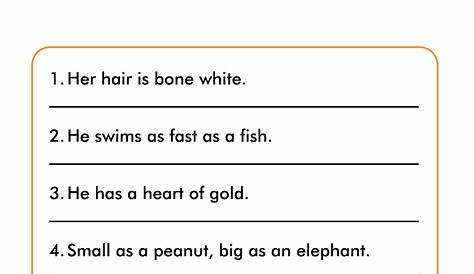 simile and metaphor worksheets with answers