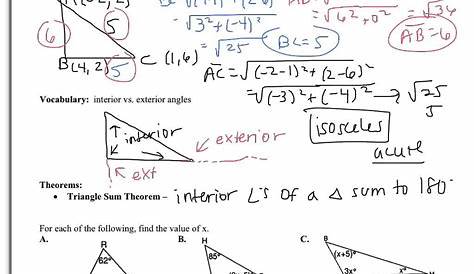 Worksheet Triangle Sum And Exterior Angle Theorem Answers — db-excel.com
