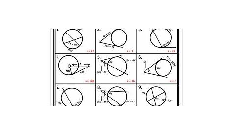 Circles - Tangent and Secant Lines in Circles Color-By-Number Worksheet