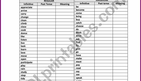 Irregular Verbs Exercises Grade 4 Worksheet : Resume Examples