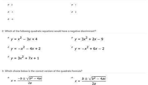 simple quadratic equations worksheet