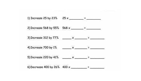 math percent of change worksheet