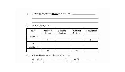 isotope worksheets answers