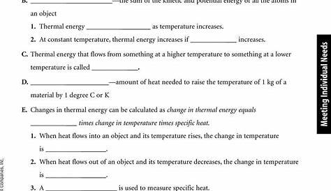 Heat Vs Temperature Worksheet Answer Key