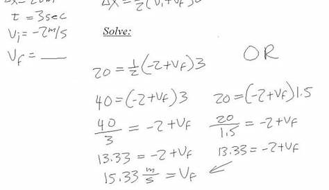 kinematic equations worksheets answers