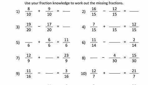 adding and subtracting unlike fractions worksheets