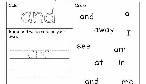 kindergarten sight words printables
