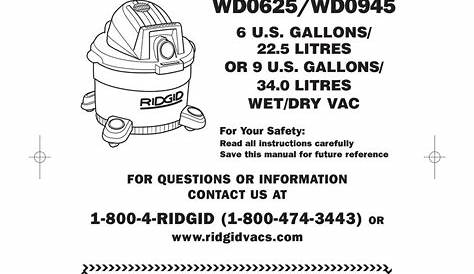ridgid wd06700 owner's manual warranty
