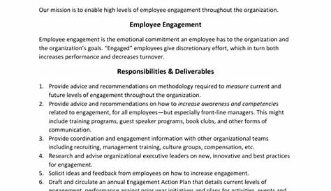 Unbelievable Employee Engagement Committee Charter Template Benchmarks