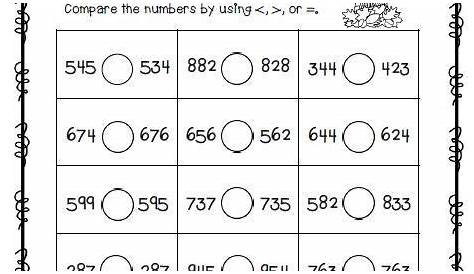 Comparing Numbers--2nd grade worksheet--FREE | 2nd grade worksheets