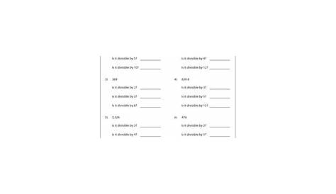 Divisibility Test Worksheets | Divisibility Rules from 2 to 12