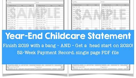 2021 Year-End Childcare Statement Daycare Resource Total | Etsy