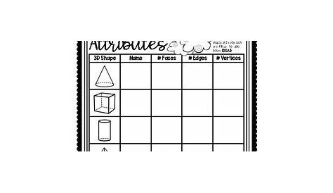 3D Shape Attributes Worksheet by Kendra's Kreations in 2nd Grade