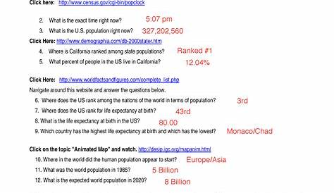 Population Growth Worksheet Answers