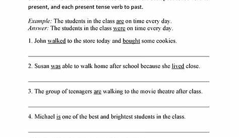 verb tense agreement worksheets