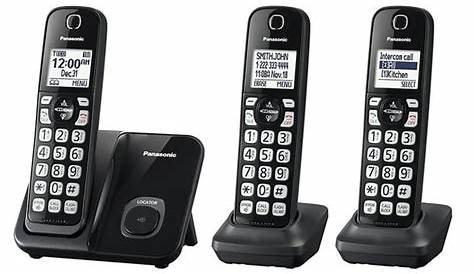 Landline Telephones, Black Panasonic Cordless 3-handset Home Landline