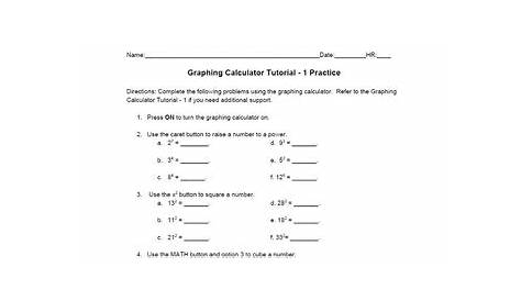 graphing calculator worksheet