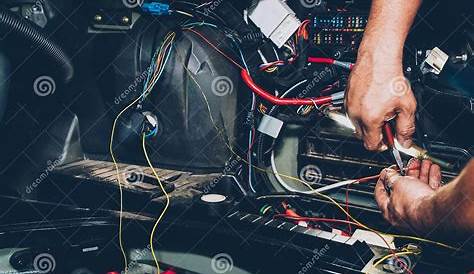 Auto Service Electrician Wiring Car Maintenance Stock Photo - Image of