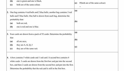 probability worksheets with answer key