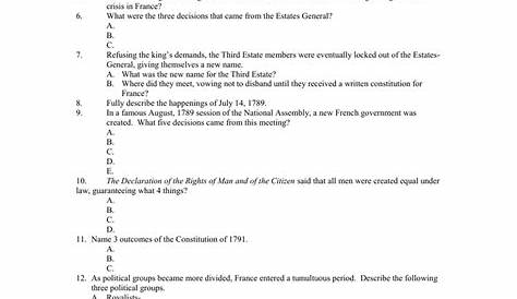 French Revolution-Worksheet Answer the following (65) questions.