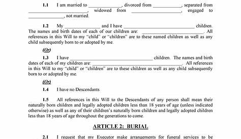will and testament template pdf