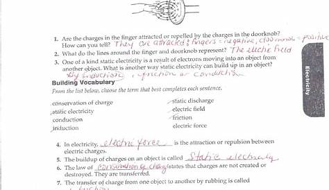 static electricity worksheet answers
