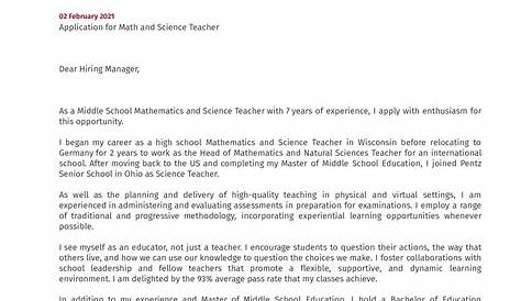 math teacher cover letter sample