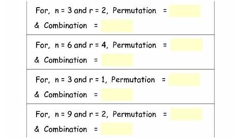Permutation and Combination Worksheet Worksheet for 7th - 9th Grade