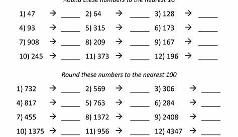 rounding to the nearest 10 and 100 worksheets