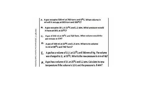 gas laws worksheets with answers