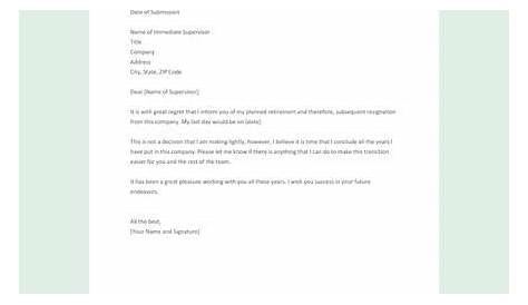 simple resignation letter for retirement