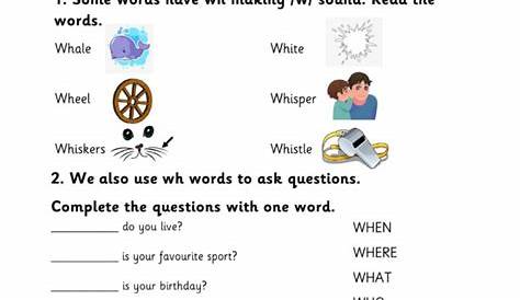 WH Digraph Worksheets