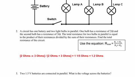 parallel circuit worksheets answer key