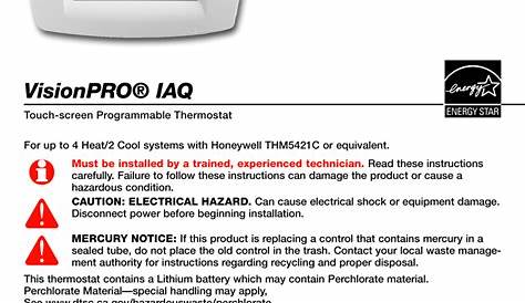 Honeywell IAQ Thermostat User Manual | Honeywell, Thermostat, Iaq
