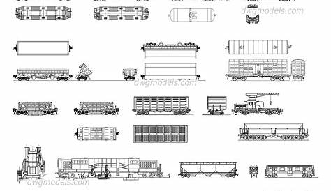 Types of railcars DWG, free CAD Blocks download