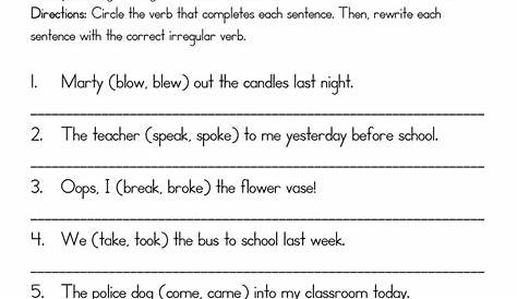 irregular verb worksheets