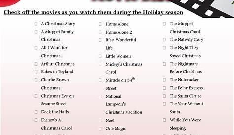 A list of the best Christmas movies to use as a checklist with your