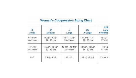 sizing chart for compression socks