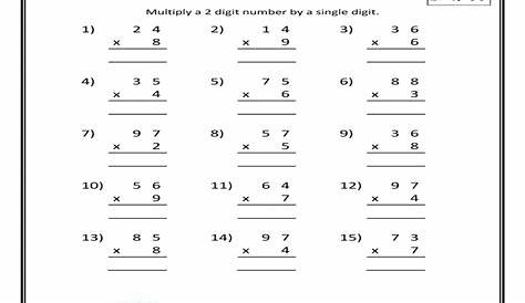 multiplying 2 digit by 1 digit worksheets