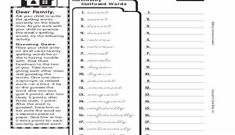 frequently confused words worksheet