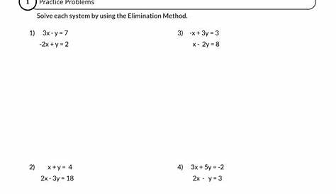 Solve By Elimination Worksheet