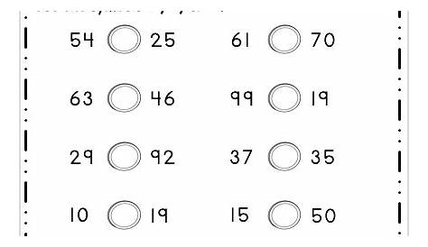Free Comparing Numbers Worksheets - 2 Digit Numbers - Free4Classrooms